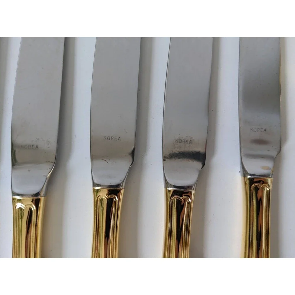 Rogers Bros EP 1847 Korea Gold Tone Shell Pattern Flatware Cutlery 46 Pc Set